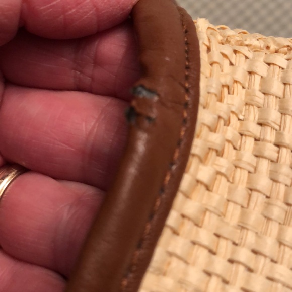 VINTAGE BAG STAW LOOK BROWN FAUX LEATHER TRIM TSC SNAP CLOSURE - #OS012 - Picture 14 of 14